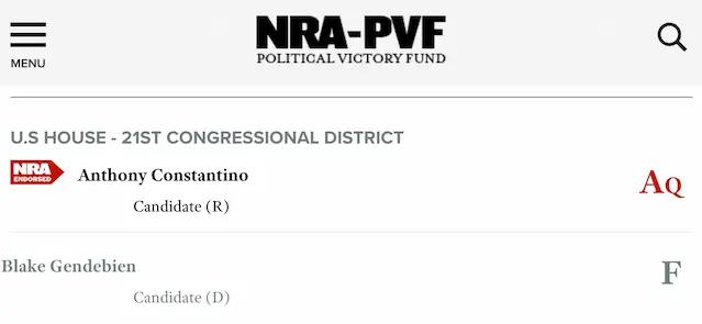 NRA Awards Anthony Constantino Highest Possible Rating